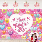 Happy Valentines Day Backdrop Conversation Heart Photo Banner 7x5FT Party Decor