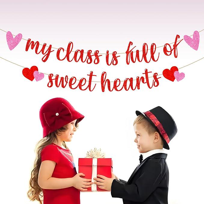 My Class is Full of Sweetheart Banner Red Glitter Valentines Day Classroom Decor