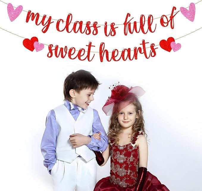 My Class is Full of Sweetheart Banner Red Glitter Valentines Day Classroom Decor