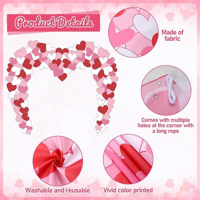 Valentines Day Door Cover Banner Heart Porch Hanging Photo Backdrop Party Decor
