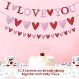 I Love You Banner Red Pink Glitter Valentines Hanging Heart Garland Party Decor