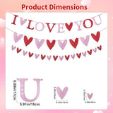 I Love You Banner Red Pink Glitter Valentines Hanging Heart Garland Party Decor