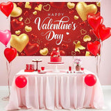 Happy Valentines Day Backdrop Banner Red Gold Heart Romantic Party Decor