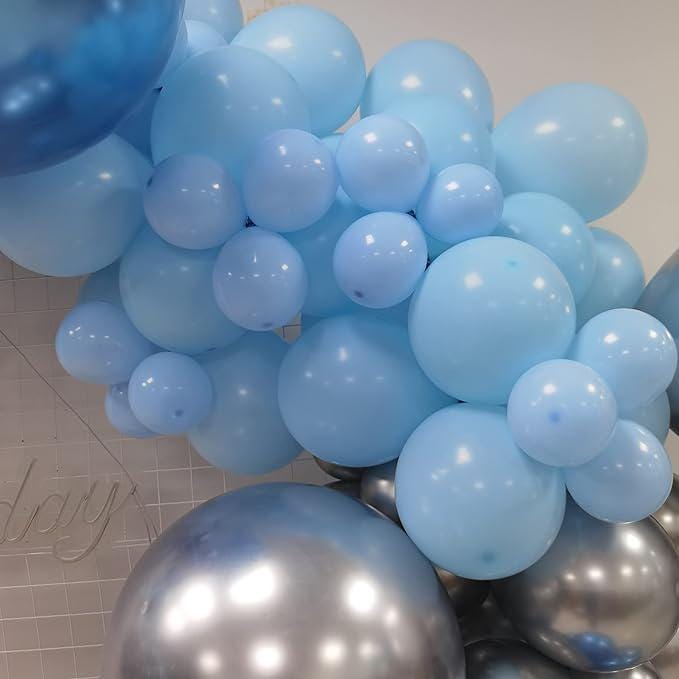 Silver Blue Balloon Garland 127pcs Confetti Latex Balloons Arch Kit Baby Bridal Party