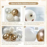 White Sand Champagne Gold Balloon Arch Kit 143pcs Metallic Confetti Party Garland