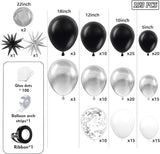 153pcs Black Silver White Balloon Garland Arch Kit Stars Disco Confetti Birthday Party