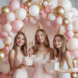 Pastel Balloon Arch Kit: Pink, Beige, White & Gold Party Decorations