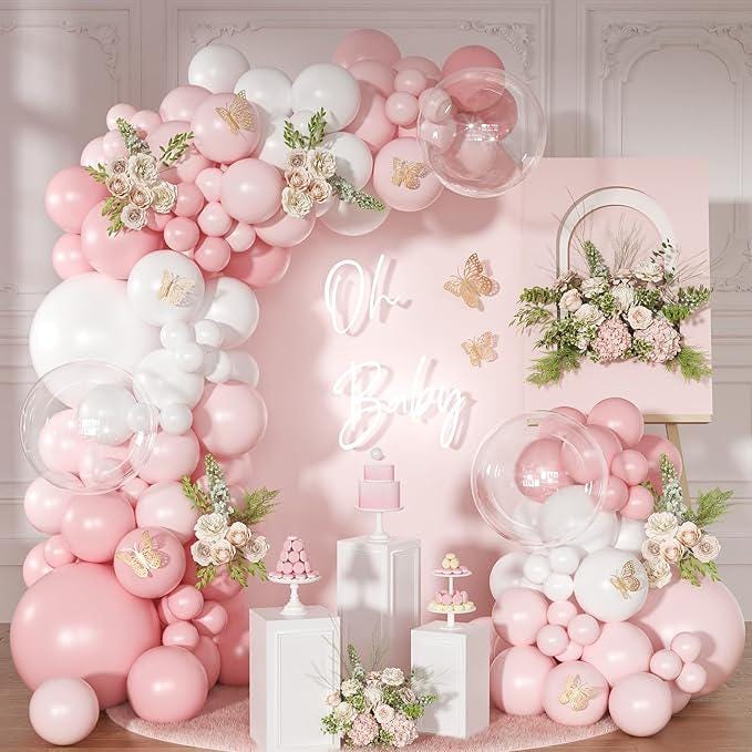 Light Pink Balloon Arch Kit: 126-Piece Garland for Baby Shower