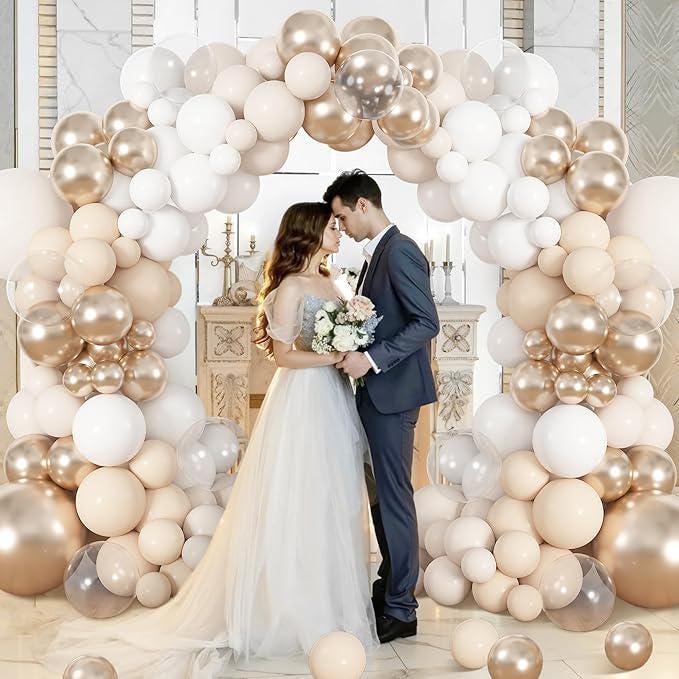 164PCS White Sand Champagne Gold Balloon Garland Kit Balloons for Party Decor