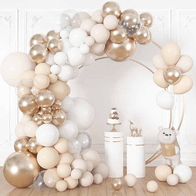 164PCS White Sand Champagne Gold Balloon Garland Kit Balloons for Party Decor