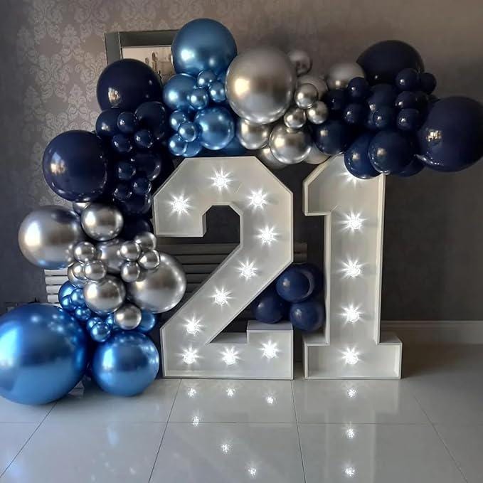 152PCS Blue Balloon Arch Kit Silver Balloons for Birthday Wedding Party Decor