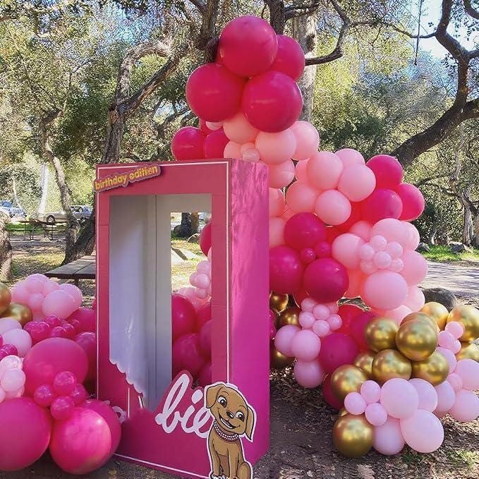 180PCS Hot Pink Balloon Garland Kit White Gold Balloons for Party Decorations
