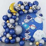 Outer Space Astronaut Balloon Garland Kit Navy Black Gray Gold Balloons for Party Decor