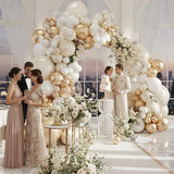 White Gold Balloon Arch Kit Metallic Champagne White Balloons for Party Decor