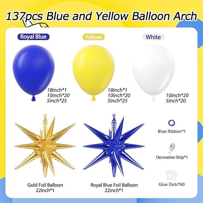 Royal Blue & Yellow Balloon Arch Kit: Party Garland Decor