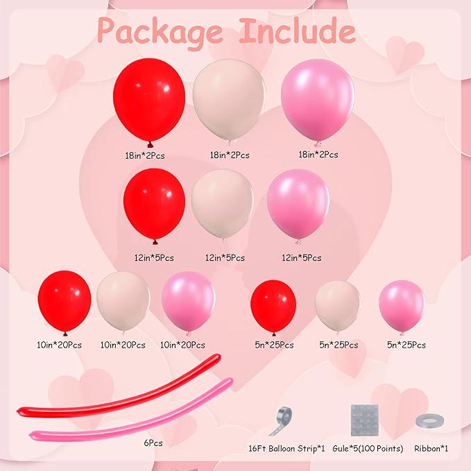 Pink Balloon Garland Arch Kit Coquette Birthday Decorations Red White Bow Balloons