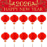 2026 Chinese New Year Banner Horse Red Lanterns Spring Festival Party Decor