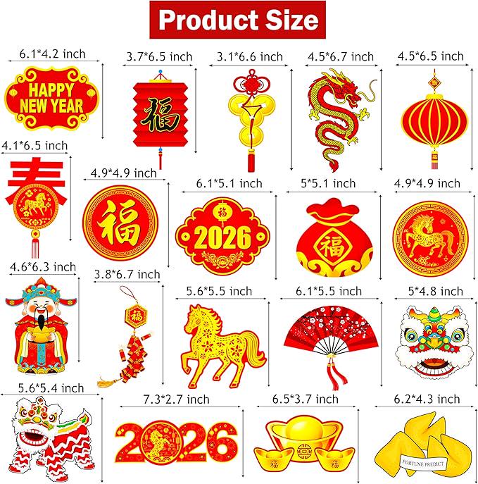 20pcs Happy Chinese New Year Hanging Swirls Horse Ceiling Festival Decor