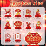 10 Pcs 2026 Lunar New Year Honeycomb Centerpieces Red Gold Table Toppers