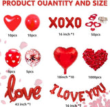 1100 Pcs Valentines Day Balloons Kit Red Hearts Silk Rose Petals Romantic Party Decor