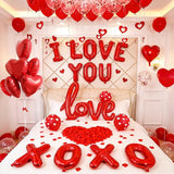 1100 Pcs Valentines Day Balloons Kit Red Hearts Silk Rose Petals Romantic Party Decor