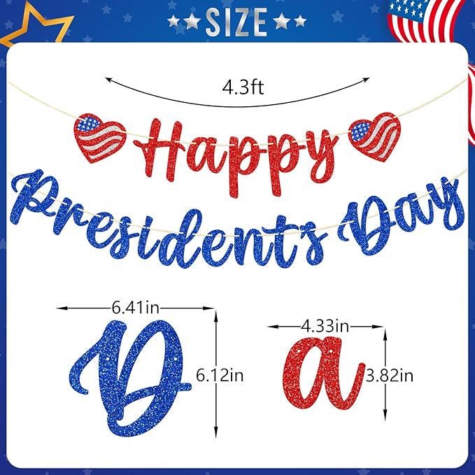 Presidents Day Banner Patriotic Classroom and Home Decor Happy Celebration Decorations