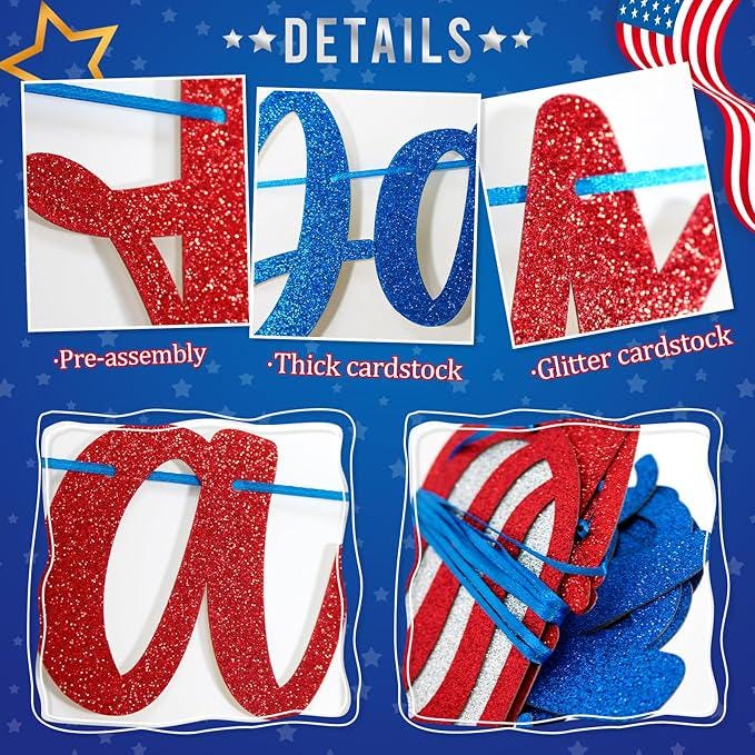 Presidents Day Banner Patriotic Classroom and Home Decor Happy Celebration Decorations