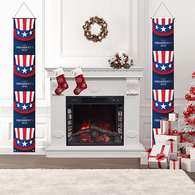 Presidents Day Porch Banner, Patriotic Party Decor (12x71 Inch)