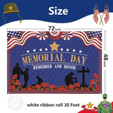 Memorial Day Banner 72 by 48 Inch Patriotic USA Heroes Indoor Outdoor Party Backdrop