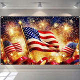 America Independence Day Banner 71 by 43 Inch USA Flag Outdoor Patriotic Holiday Backdrop