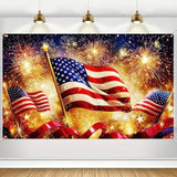 America Independence Day Banner 71 by 43 Inch USA Flag Outdoor Patriotic Holiday Backdrop