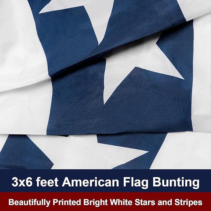 American Flag Bunting: 3x6 Foot Patriotic Porch Banner