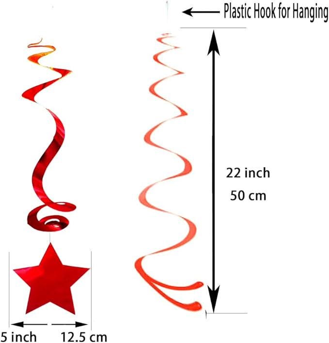 Patriotic Hanging Swirl Decorations: Red, White & Blue Star Party Decor (30 Piece Set)