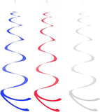 Patriotic Hanging Swirl Decorations: Red, White & Blue Star Party Decor (30 Piece Set)