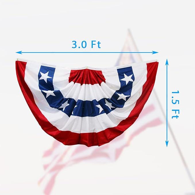 American Flag Bunting 8-Pack, Patriotic Porch Decor (1.5x3 Ft)