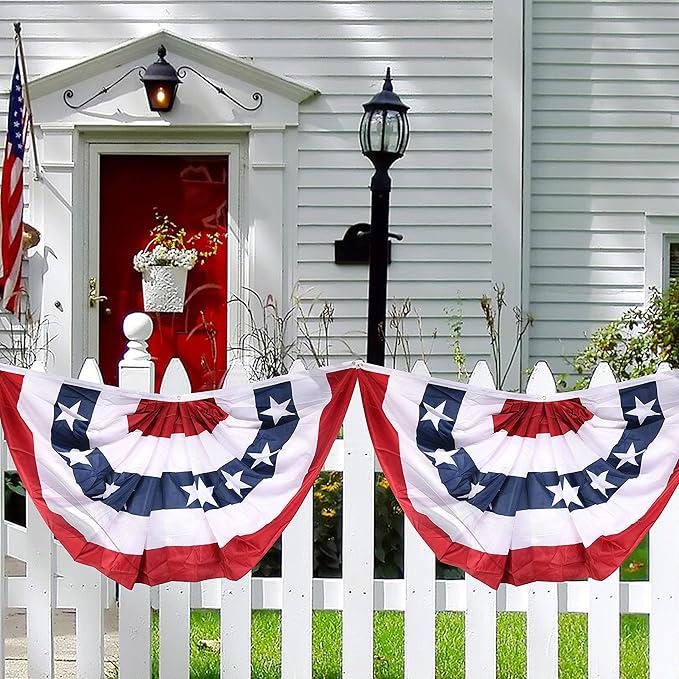American Flag Bunting 8-Pack, Patriotic Porch Decor (1.5x3 Ft)