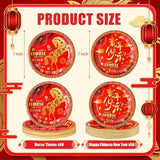 100 Pcs Chinese New Year 2026 Red Gold Disposable Paper Plates For Party