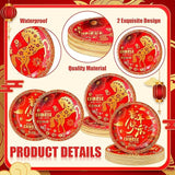 100 Pcs Chinese New Year 2026 Red Gold Disposable Paper Plates For Party