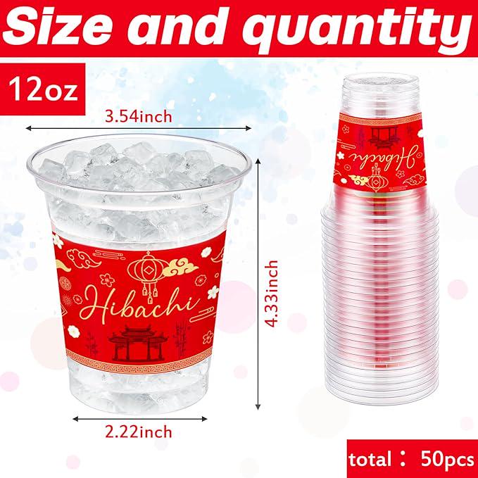 50 Pcs Hibachi Party Supplies Japanese Disposable Cups For Asian Party