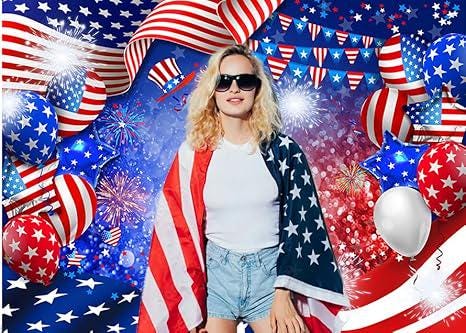7x5ft Patriotic Photography Backdrop American Flag Balloon President Day Party Banner