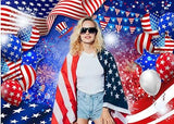 7x5ft Patriotic Photography Backdrop American Flag Balloon President Day Party Banner