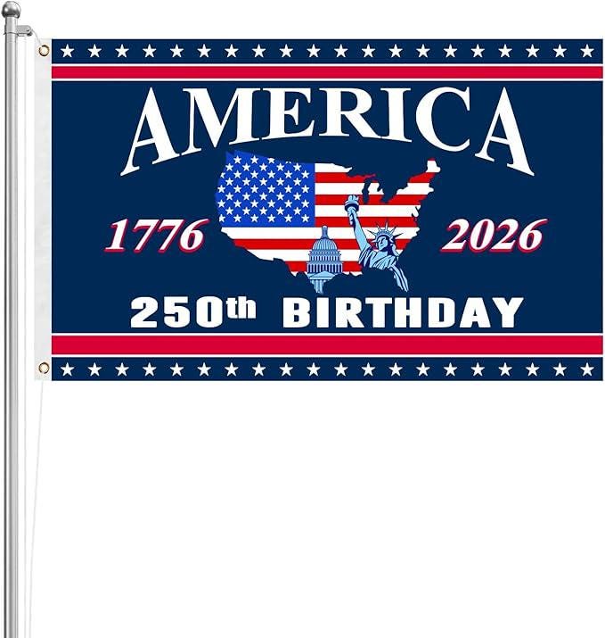 America 250 Flag 3x5 Ft Double Sided 3 Layers President Day Birthday Decoration