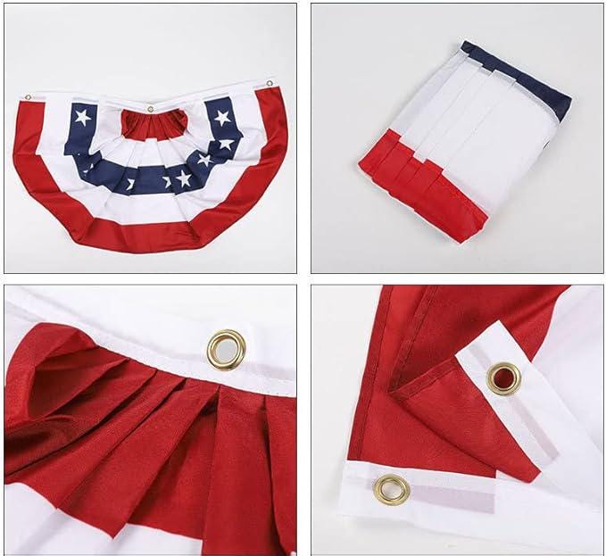 1.5x3 Ft Pleated Fan Flag 4 Pack Patriotic American Bunting President Day Decoration