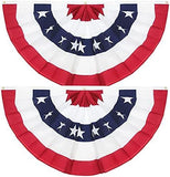 2x4 Ft Pleated Fan Flag 2 Pack Patriotic American Bunting President Day Decoration