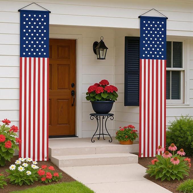 American Flag Porch Banner: Patriotic USA Celebration Decor