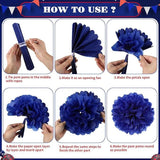 Patriotic Decor Set: 'Proud of You' Banner, Red White Blue Fans, Pom Poms
