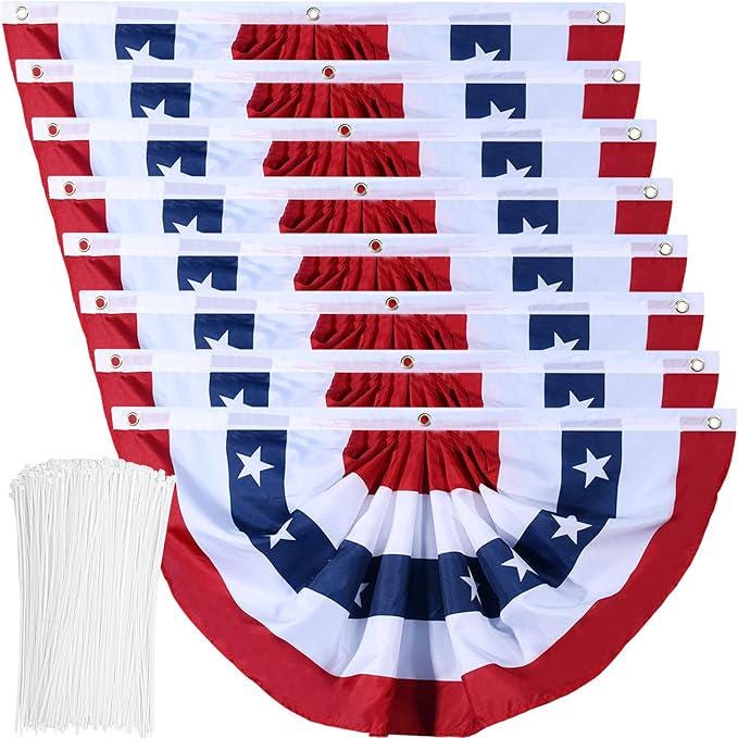 American Flag Bunting Patriotic Pleated Fan Flag USA Outdoor Presidents Day Set 8