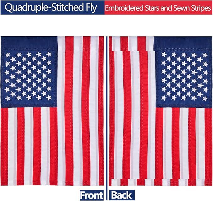 American Garden Flag Double Sided Embroidered USA 12x18 Patriotic Yard Decor