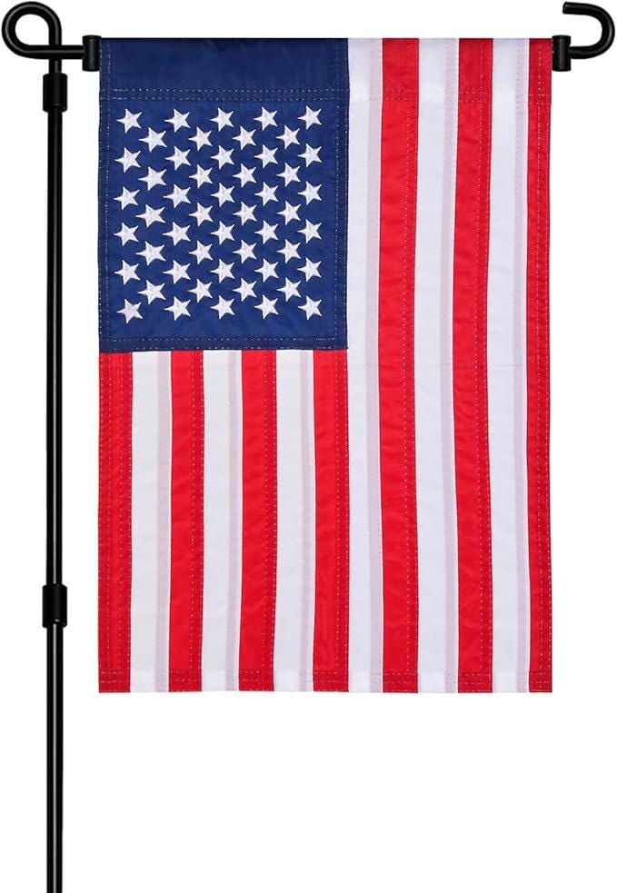 American Garden Flag Double Sided Embroidered USA 12x18 Patriotic Yard Decor