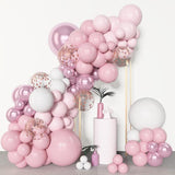 Pink & White Balloon Arch Kit: Pastel, Metallic, Confetti Balloons